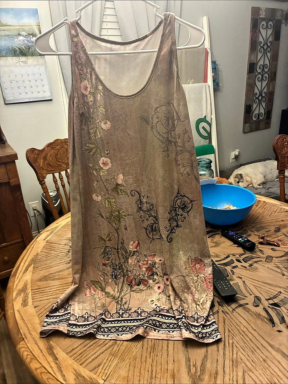 SHEIN Vintage Pink Rose Floral Print Sleeveless Mini Dress Maxi Dress Brown &